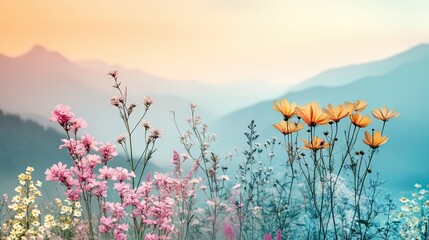 A calming collage featuring serene landscapes, gentle colors, and positive affirmations, promoting relaxation and mindfulness.