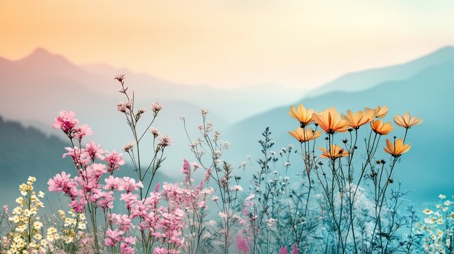 A calming collage featuring serene landscapes, gentle colors, and positive affirmations, promoting relaxation and mindfulness.