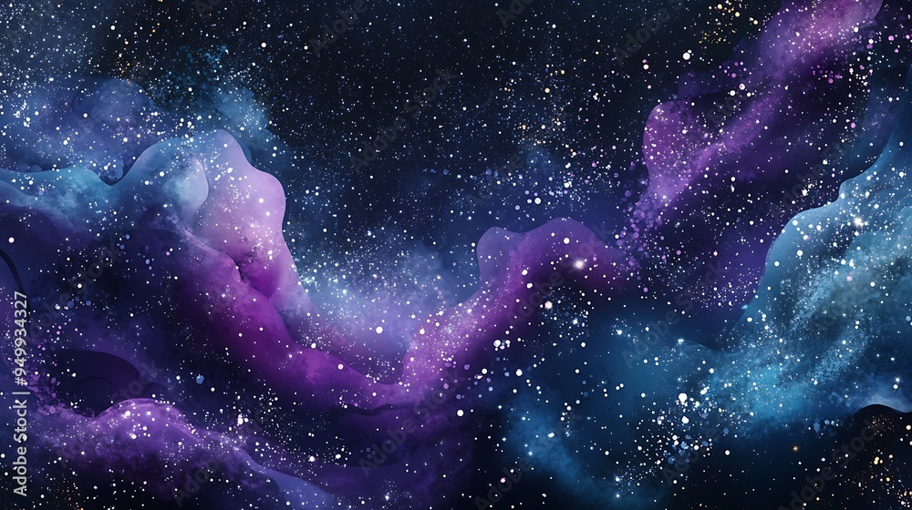 Wall mural abstract galaxy night sky watercolor background