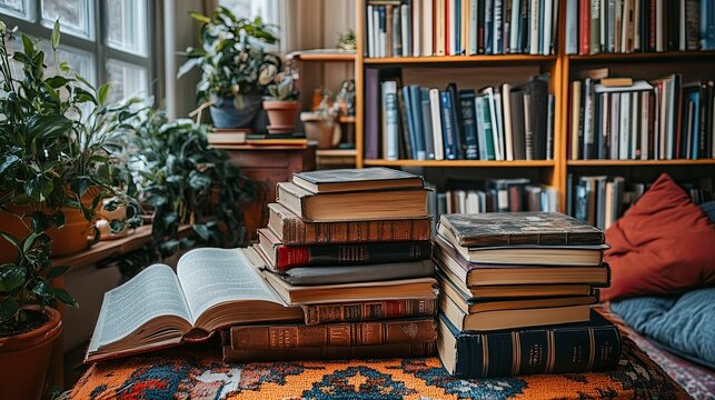 A collage celebrating the joy of reading, featuring stacks of books, cozy reading nooks, and inspiring quotes from literature.