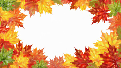 紅葉した葉の額装、アクリル絵の具風