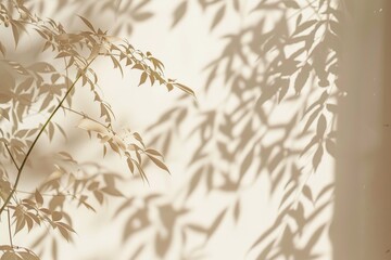 Leaf Shadows on a Light Beige Wall
