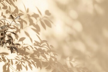 Naklejka premium Abstract Leaf Shadows on a Cream Wall