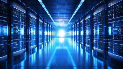 Server Room Interior: Data Center Network Infrastructure
