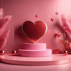 Valentines day podium for product display valentines background

