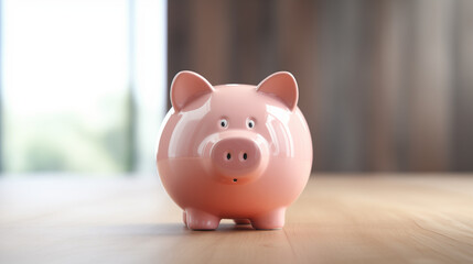 Concept of saving money, piggy bank on black background