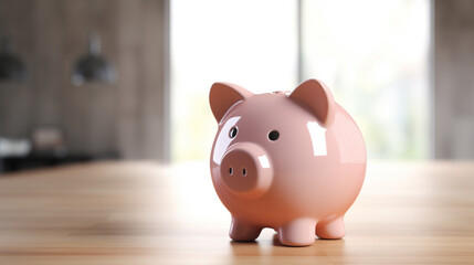 Concept of saving money, piggy bank on black background