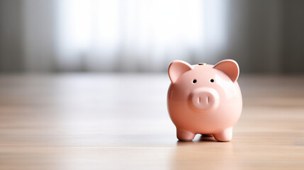 Concept of saving money, piggy bank on black background