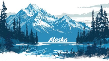 Majestic denali mountain surrounded by coniferous forest in alaska