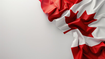 A minimalistic image of the Canadian flag, featuring the red maple leaf on a white background with copy space.