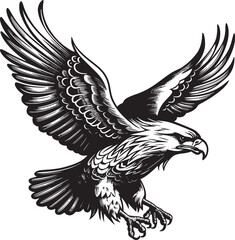 Fototapeta premium Soaring Eagle: A Powerful Vintage-Style Vector Illustration