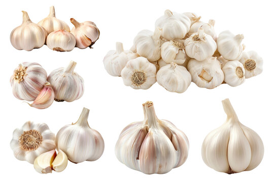 PNG garlic design element set, transparent background