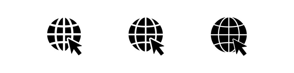 Internet icon. Web www sign. Website vector icon. Visit url page symbol isolated on white background.