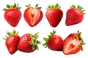 PNG strawberry design element set, transparent background