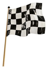 Checkered flag waving during a motorsport event isolated on transparent background