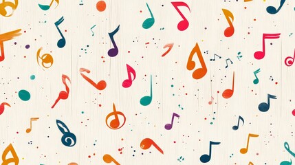 Colorful Musical Notes Pattern on Sheet Music