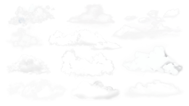 PNG fluffy cloud design element set, transparent background