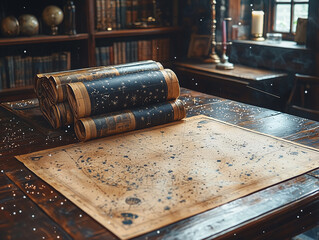 An intimate astrology consultation with detailed natal charts, zodiac symbols, and celestial-themed decor, perfect for astrology-related content.