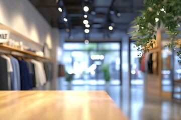 Abstract blur clothing boutique display interior of shopping mall background