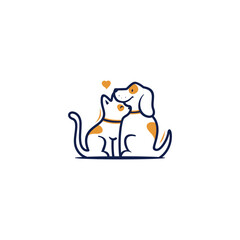 Cute dog and cat logo, friendship, love, perfect for animal shelters and pet stores