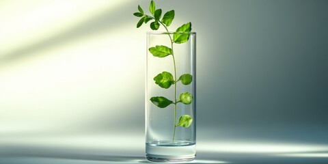 Siberian Plant in a Test Tube with Minimalist Background