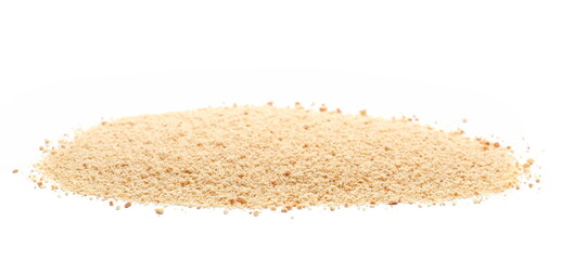  Ground biscuit, pile crumbs isolated on white, side view