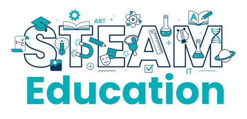 Educational and Self-Development Concept icons. Concept for trainings, seminars, back to school, online courses. Online learning. Steam education.