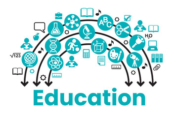Educational and Self-Development Concept icons. Concept for trainings, seminars, back to school, online courses. Online learning. Steam education.