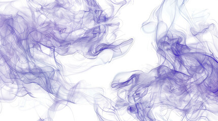 Fototapeta premium Ethereal purple smoke wisps on white background creating abstract art flow. Watercolor illustration