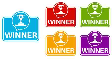 set labels winner icon. Trophy symbol sign design vector illustration