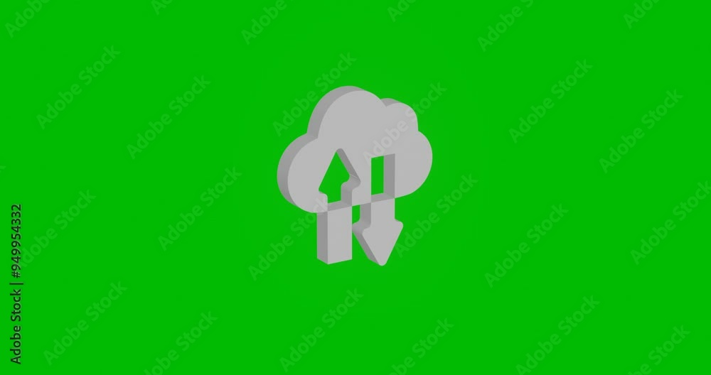 Poster animation of rotation of a white cloud technology symbol with shadow. simple and complex rotation. s