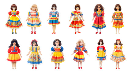 Fototapeta premium PNG retro fashionable doll design element set, transparent background