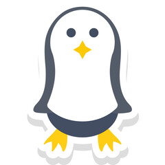 Penguin sticker vector icon in isolated background 