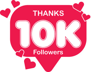 10k Follower Thank You Red Banner Bubble Speech