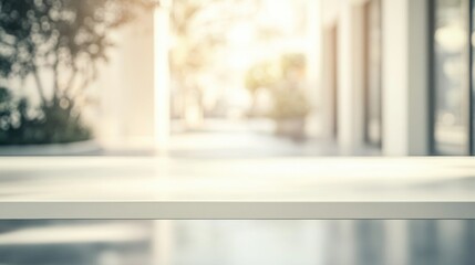 White Tabletop with Blurred Background