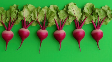 Fresh organic Beetroots, vibrant, plump and juicy, 3D illustration flat design