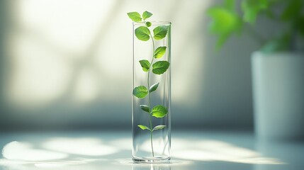 Siberian Plant in a Test Tube with Minimalist Background