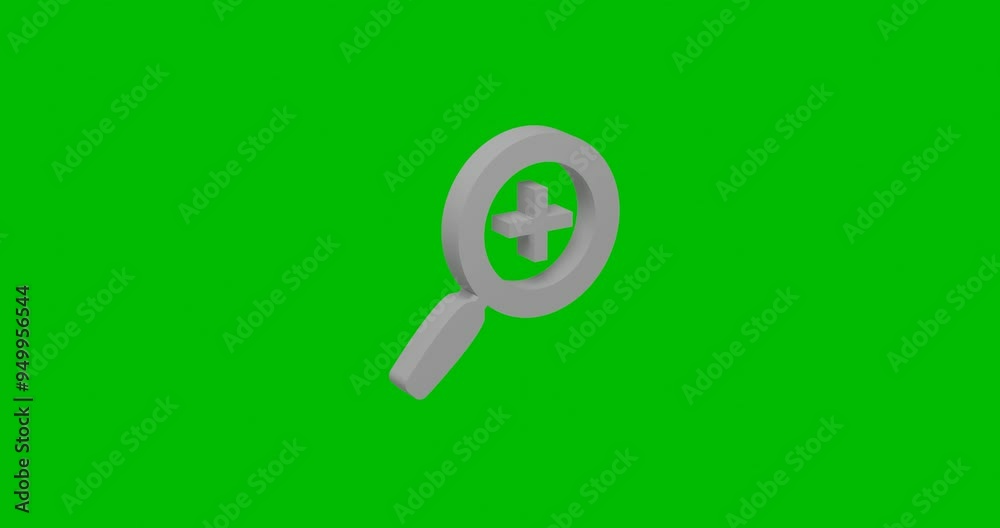 Poster animation of rotation of a white zoom in symbol with shadow. simple and complex rotation. seamless l