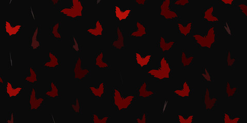 Bat on black background. Pattern for cafe, menu, restaurant. 3d template background. Halloween. 3d render.