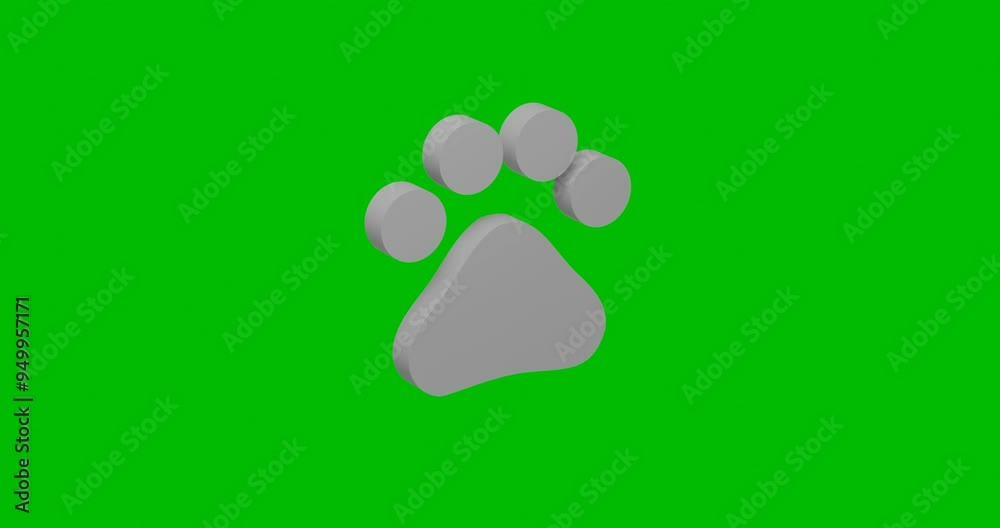 Poster animation of rotation of a white pet symbol with shadow. simple and complex rotation. seamless loope