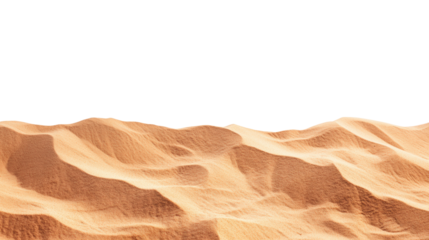 Beautiful golden sand dunes contrasting against a clear sky, showcasing the serenity and vastness of a desert landscape.