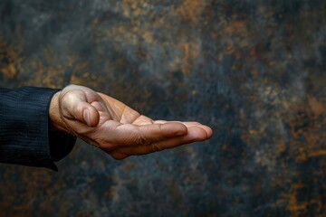 Open Hand  on a Dark Background