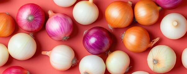 Fresh organic Onions, vibrant, plump and juicy, 3D illustration flat design
