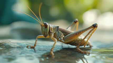 Grasshopper isolated on cute background