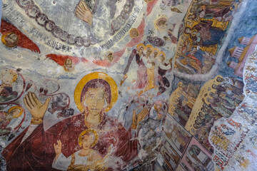 Detail of the interior of Sumela Monastery, a Greek Orthodox monastery in Maçka, Turkey.