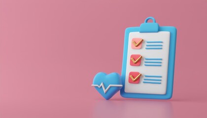 Stylish health checklist with heart icon, perfect for wellness, medical, and lifestyle themes.