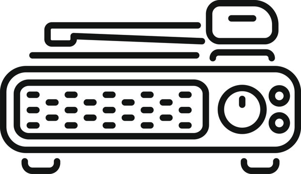 recommend clip art: Line art icon of a walkie talkie, representing communication over short distances using radio waves