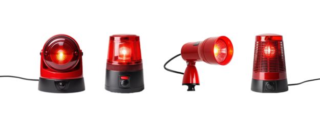 Red siren light on white background. full depth