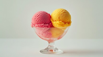 Two Scoops of Ice Cream in a Glass Bowl