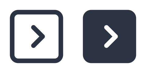 Chevron Right in Rounded Square simple icons set designed in filled, outline, line and stroke style